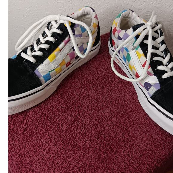 Vans Old School Sneakers Womens 6.5 Rainbow Checkerboard Off The Wall - Picture 5 of 9